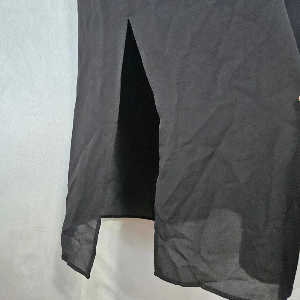 Vince Maxi Dress S Black 100% Silk Sleeveless V-Neck Drawstring Waist Minimalist